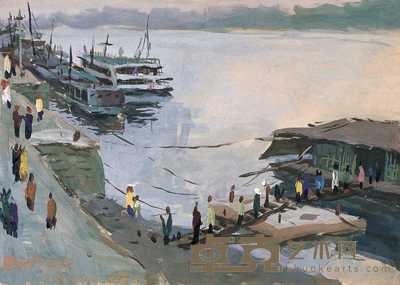罗中立 1979年 朝天门码头 21×30cm